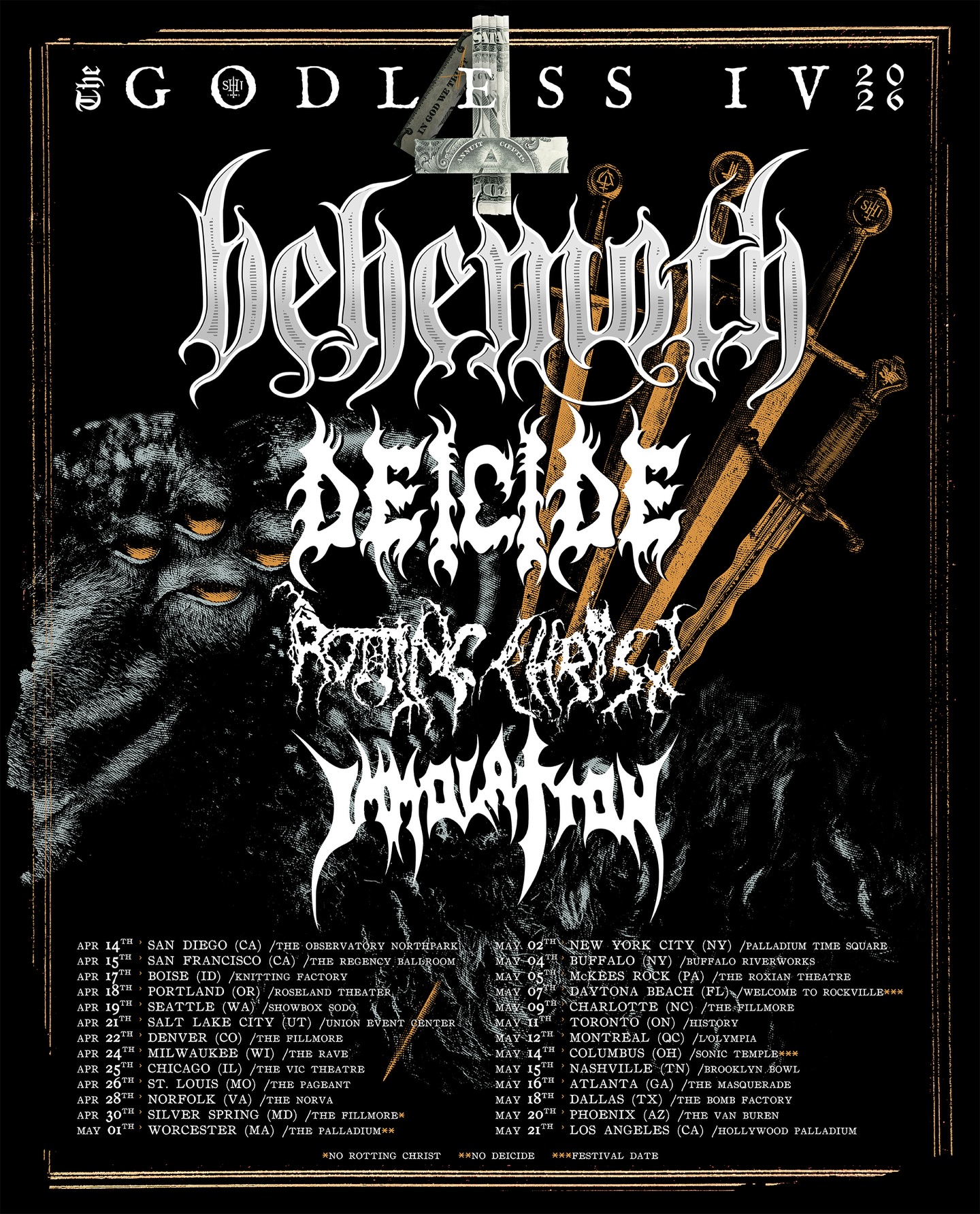 Behemoth The Godless 4 Tour Poster 2026